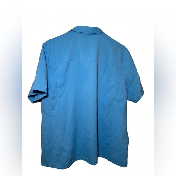 L.L. Bean insect shield blue short sleeve button down shirt - Picture 2 of 8